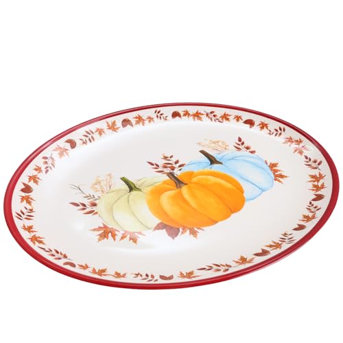 WorldBazaar Thanksgiving Platter Reusable Melamine Pumpkin Turkey Serving Tray 12 x 16 Large Fall Oval Plate Gift Servware Food Container