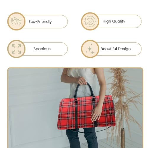 Image of Red Royal Stewart Tartan Big Holdall by Signare /Ladies Trip Sports Travel Bag Hand Luggage Suitcase /BHOLD-RSTT