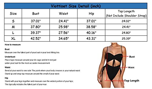 Viottiset Women's Drawstring Cut Out One Piece Swimsuit Cheeky Bathing Suit Monokini Blue Large #TOP5