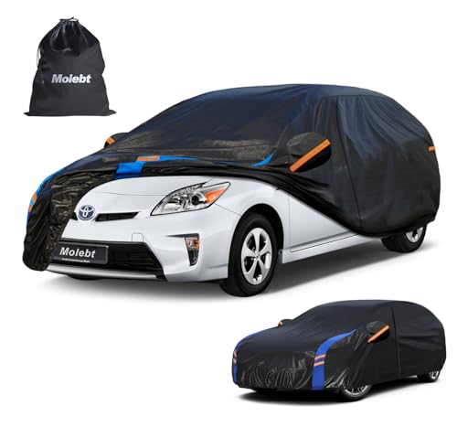 Image of Custom Fit Car Cover for Toyota Prius (2004-2026), Upgraded Waterproof All Weather Outdoor Auto Cover with Driver Door Zipper, Mirror Pockets, UV /Snow /Rain Protection