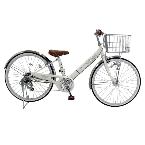 完成品でお届け! 子供用自転車 esse 24インチ シマノ6段変速 オートライト 子供 自転車 [シルキーパール] 小学生 シンプル 倒れにくい両立スタンド 低床フレーム 安全基準BAA適合車 エッセ 大阪府 堺市 完全組立 整備済でお届け