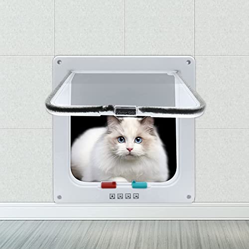 Cat Door, 4 Way Locking Cat Door Interior Door, Weatherproof Pet Door Cat Flap Door for Cats & Doggy S (L) - Image 2