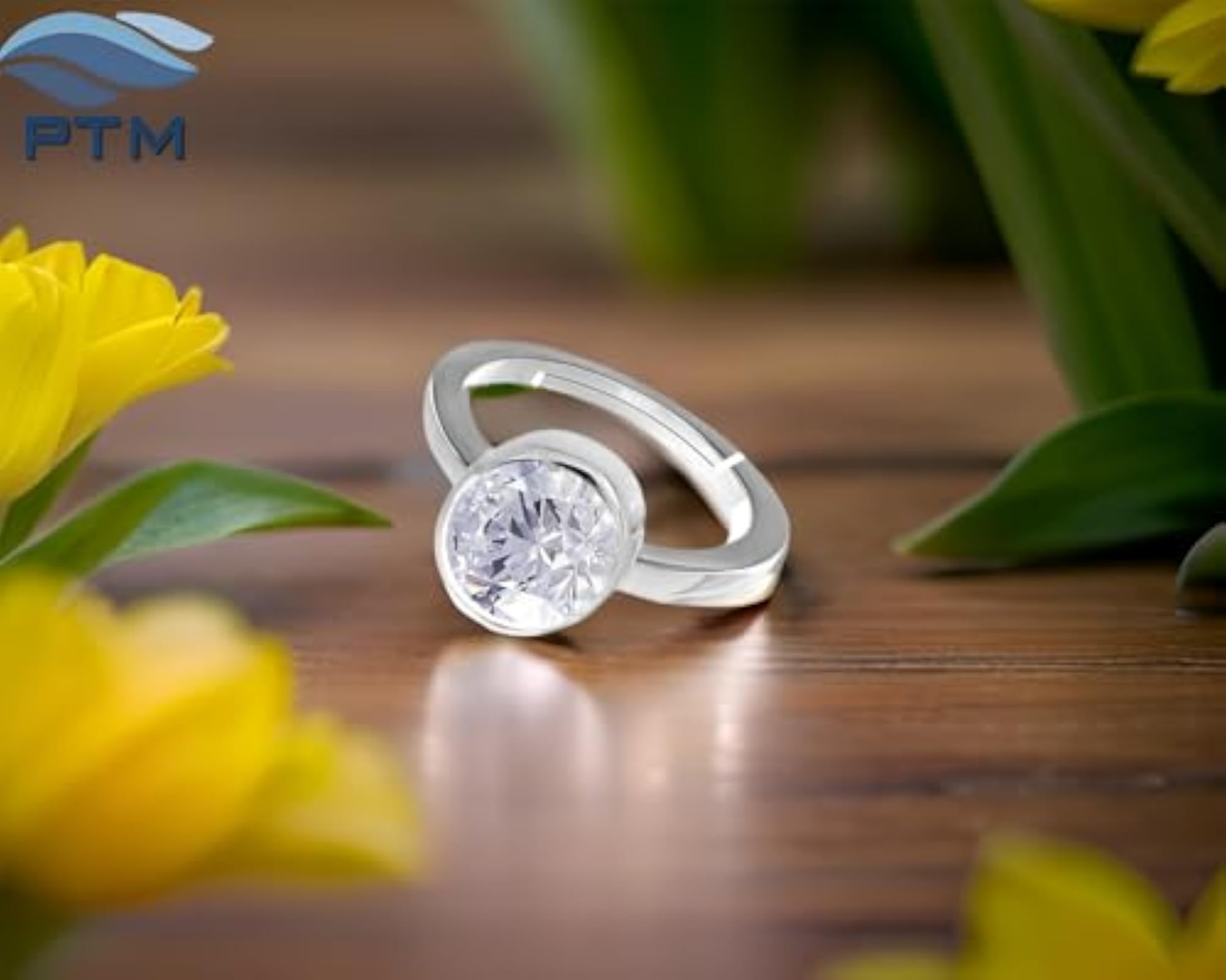 Women's American Diamond 925 Sterling Silver Adjustable Ring, Astrological Gemstone