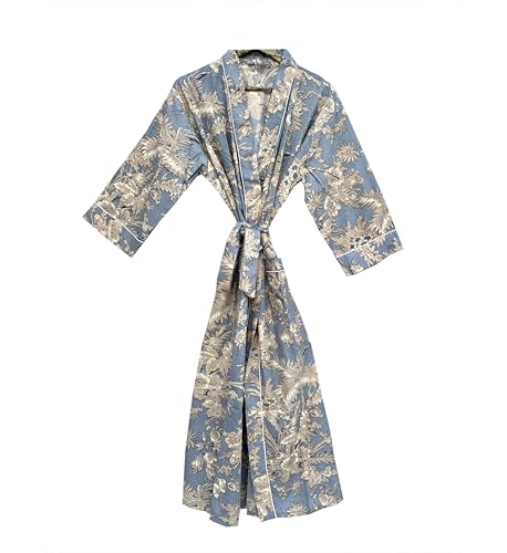 Image of Hand block print Cotton Kimono bikini cover up,Indian Hand block print Cotton Bath Robe,Swim Wear,Nighrwere Dressing Gown