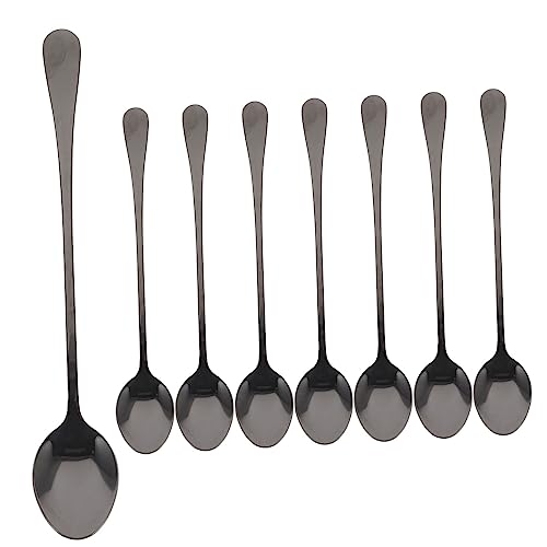 Zerodeko 8pcs Stainless Steel Ice Tea Spoons Long Handle Tea Spoons for Desserts Cocktails Easy to Clean