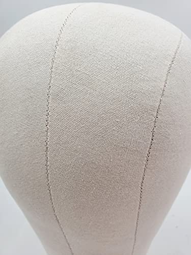 Tmx Canvas Mannequin Wig Head Display 100% Cork For Wig Making, Weave, (22" Circumference, 10" Long, 1" Mount Hole) (Light Skin Color) #TOP4