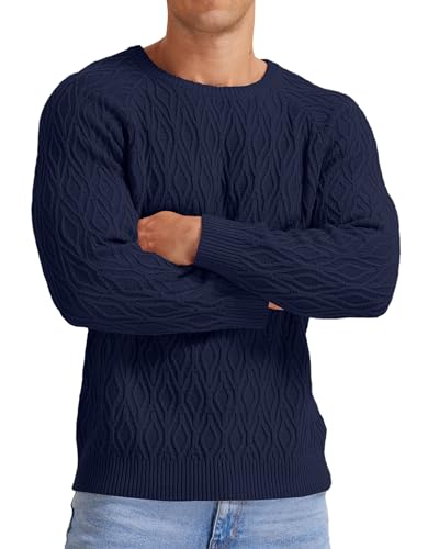Sailwind Men's Cable Knit Sweater Casual Crewneck Long-Sleeve Knitted Pullover4