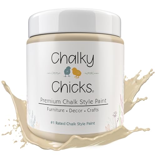 Chalky Chicks 16 Fl Oz Matte Cuppa Latte Tan Chalk Paint for Furniture Without Sanding - No Prep Furniture Paint No Sanding All in One for Crafts, Wood, Cabinet, Walls, Metal, Dresser, Farmhouse