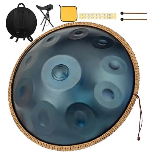 Handpan Drum Instrument 22 Inches (55 cm) 10 Notes, 440 Hz D Minor Handpan Music, Generates Meditation Sounds with Hand Pan, Ideal Handpan Instrument for Beginners