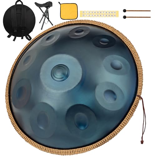 HAND-PAN Handpan Drum Instrument 22 Zoll (55 cm) 10 Noten, 440 Hz D Minor, Ideal für Anfänger