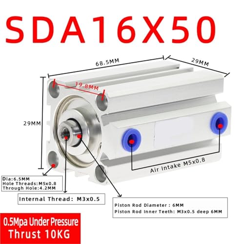 Vérin pneumatique compact SDA16 double effet à alésage de 16mm - 3