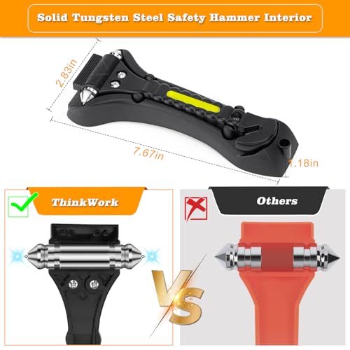 THINKWORK Car Window Breaker, Glass Breaker, Window Breaker Seatbelt Cutter, 2-in-1 Car Safety Hammer with One Second Emergency Glass Hammer, Safety Emergency Car Escape Tool for Car, Office, Home - Image 3