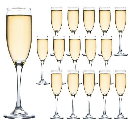 UMEIED 6 Oz Classic Champagne Flutes Set of 16, Long Stemmed Crystal Clear Champagne Glasses, Sparkling Wine Glasses for Home Party Wedding Birthday Housewarming Gifts