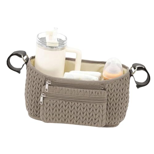Bolso colgante práctico para cochecito color caqui miniatura 1
