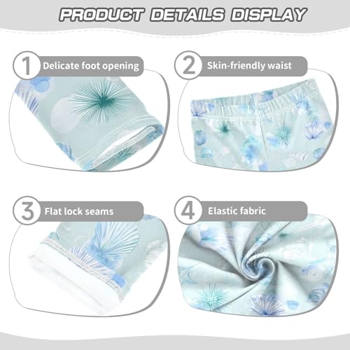 ALAZA Girls' Leggings Children's Yoga Pants Skinny Printed Dance Blue Shell Sea Urchin Comfortable 4T2