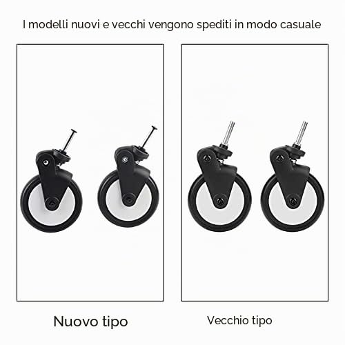 Wakects Ruote di Ricambio per Passeggino, Compatibili con Yoyo Yoya, Rotazione 360 Gradi, Anteriori e Posteriori