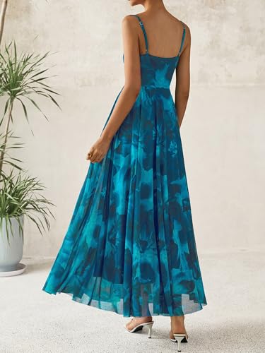 Image of BTFBM Women Summer Maxi Dresses Elegant Wedding Guest Dress | Cowl Neck,Spaghetti Strap,Mesh,Floral,A-Line,Flowy,Party,Cocktail,Homecoming,Graduation,Sundress,Prom,Beach Long Dresses