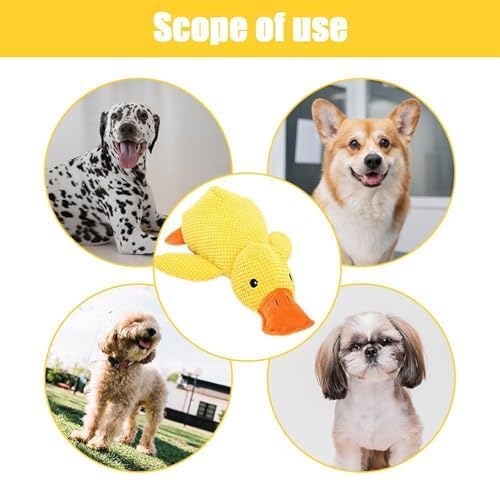 Sunshine smile Anti Stress Ente Hund,25 * 28cm Hundespielzeug Ente,Quietschspielzeug Hund Kuscheltier,Interaktives Hundespielzeug Unzerstörbar,Dog Toys für Kleine, Mittlere, Große Hunde