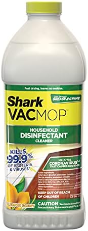 Shark VACMOP Household Disinfectant Cleaner Refill 2L Bottle, Compatible with VM252 & VM180, Cleans & Disinfects Sealed Finished Floors, Stone, Laminate & Tiles, Lemon Scent, VCD60 Shark VACMOP Household Disinfectant Cleaner Refill 2L Bottle, Compatible with VM252 & VM180, Cleans & Disinfects Sealed Finished Floors, Stone, Laminate & Tiles, Lemon Scent, VCD60