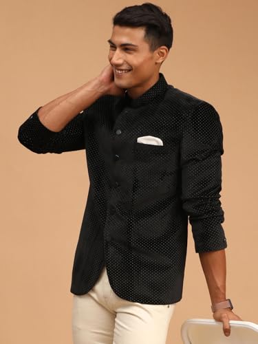 Image of VASTRAMAY Men's Velvet Jodhpuri | Velvet Polka Dot Jodhpuri Coat. The Threads of The Fabric Is Woven Tightly And Has A Long Lasting Sheen, This Jodhpuri Is Deservingly Called Prince Coat.
