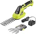 SnapFresh Cordless Grass Shear Bush Trimmer, 2 in 1 Handheld Hedge Trimmer, 7.2V Electric Grass Trimmers, Lightweight Shrubbery Trimmers Battery & Charger Included, Shrub Trimmer for Garden(Green)