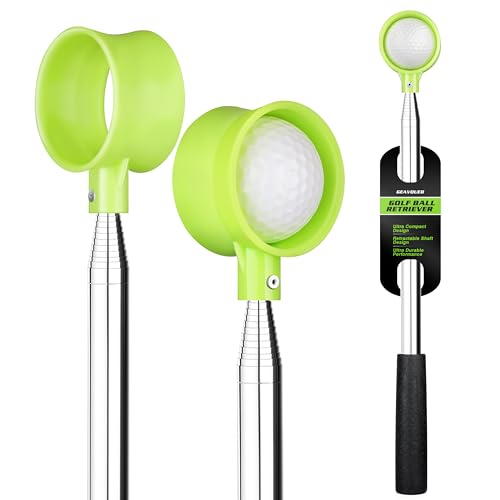 GEAVOUED Golf Ball Retriever 9Ft/12Ft/14.5Ft/16.3Ft Golf Ball Retriever Telescopic，Professional Stainless Steel Ball Retriever Tool Golf (16.3Ft)