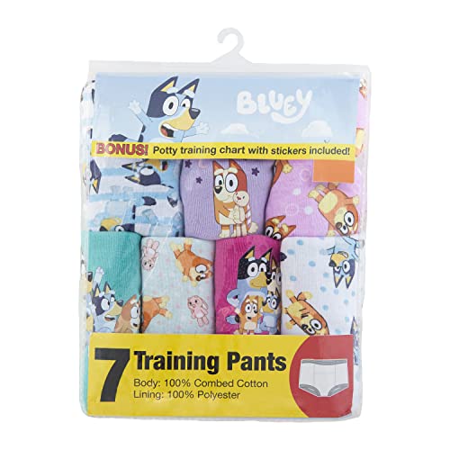 Image of Bluey Amazon Exclusive 7-Pack Potty Training Pants with Stickers and Success Chart, Sizes 18 M, 2T, 3T & 4T