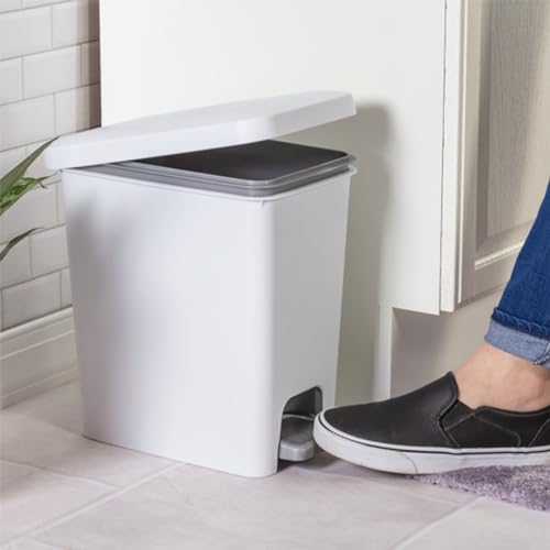 Caneca de basura rectangular con pedal Sterilite 2.7 gal blanca 8 unidades miniatura 4
