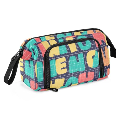 Image of Bolaz Big Capacity Pencil Pen Case Pouch Bag School College Office Organizer for Teens Girls Adults Student-Word