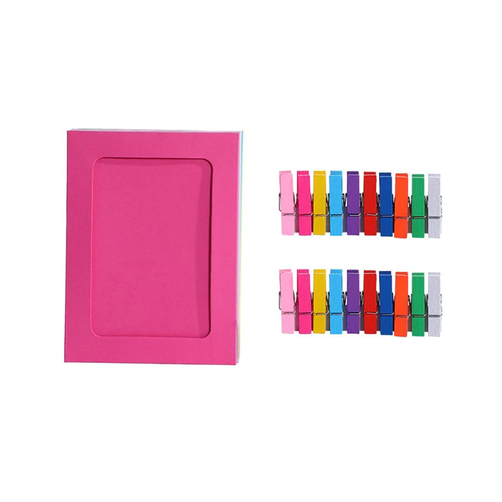20 Bunte Papierrahmen Set – 10,2 X 15,2 Cm, Mit Holzklammern & Hanfseilen Für DIY Dekoration