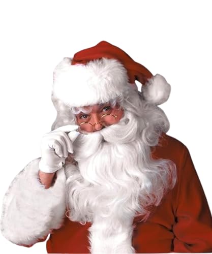 Santa White Beard Santa Beard - Father Christmas Beard Costume Realistic - Fancy Dress - Kids Adults Xmas Novelty Costume Accessory White Beard Old Man Fake Beard Santa Claus Fake Moustache - Electoys