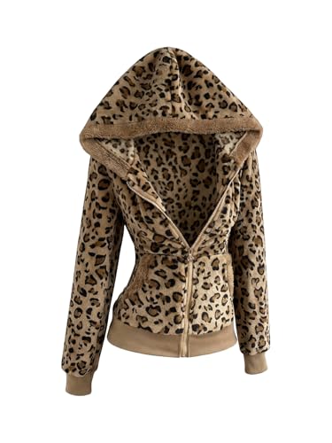 Amazon.com: SOLY HUX Leopard Print Zip Up Hoodies for Women