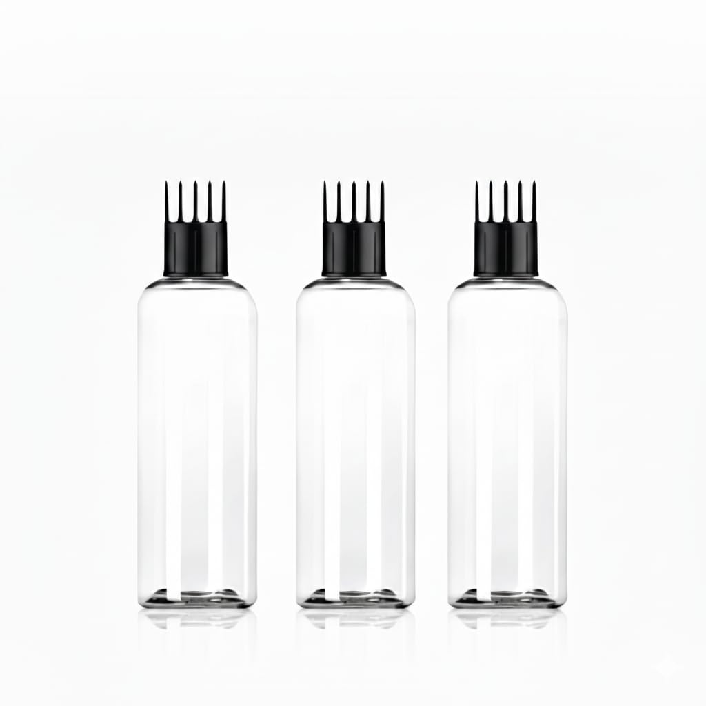 ERZA Hair Oil Applicator Bottles | Refillable Transparent Bottles with Comb Nozzle | Leak-Proof Scalp Applicator for Hair Oil And Serum Pack Of 3-picture-16
