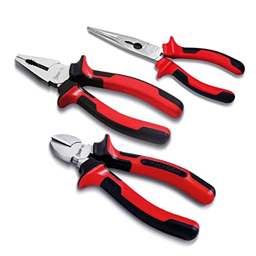 Sharptec Pliers Set 3Pcs, 8″ Wire Cutters and 8″ Long Nose Pliers and