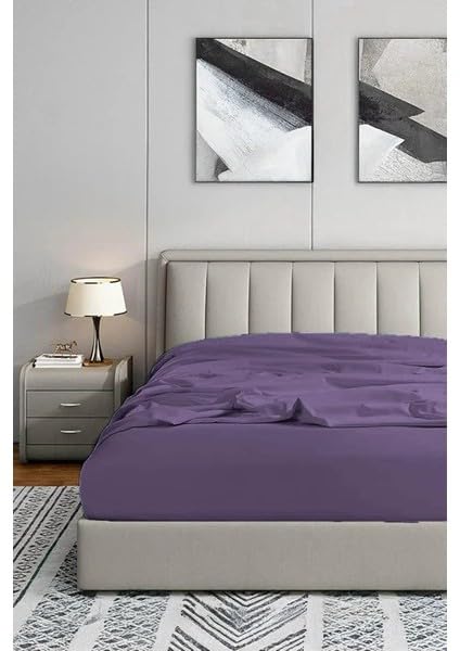 Soley 200x200 Lastikli Fitted Penye Çarşaf, Mürdüm