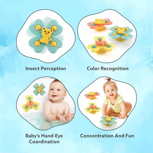 Image of 3PCS Suction Cup Spinner Toys for 6 12 18 Months Old Boy Girl Spinning Tops Bath for Kids Sensory Toys Birthday Gift Table /Window / (Return Gift for Kids)