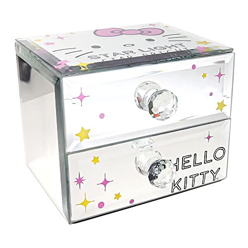 Jacmel Officially Licensed Hello Kitty Star Light Star Bright Mirror Glass Jewelry Box Organizer
