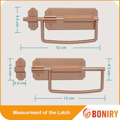 Image of Boniry Door Lock /Latch- Premium Door Locks for Main Door - High Security Main Door Latch for Home and Office - Durable and Reliable Door Latch for Enhanced Safety (Rose Gold)