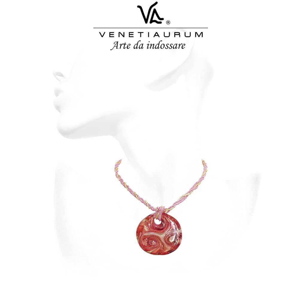 Venetiaurum - Collana per Donna con medaglia in Vetro Originale di Murano e Argento 925 - Gioiello made in Italy certificato