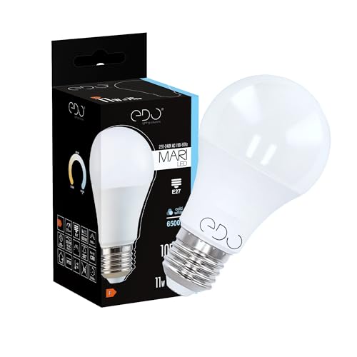 EDO Ampoule LED MARI 11 W Lumière Blanc froid 6500K Non Dimmable Culot E27 Ampoules Économiques 1055 Lumen Économie d'Énergie 220-240 V Lampe LED Efficacité Energétiqu 1 Pièce