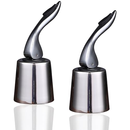 2 Pack Wine Bottle Stoppers, Stainless Steel Bottle Stoppers with Silicone, Prosecco Stopper, Reusable Champagne Stoppers, Champagne Keeper Wine Bottle Stopper, Bottle Sealer Keeps Wine Fresh