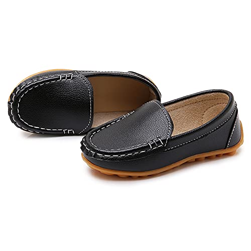 Image of SOFMUO Boys Girls Leather Loafers Slip-On Oxford Flats Boat Dress Schooling Daily Walking Shoes(Toddler /Little Kids)