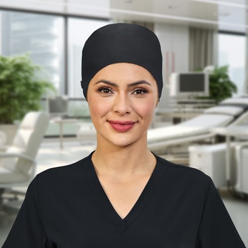 Image of QBA Adjustable Working Cap with Button, Cotton Working Hat Sweatband, Elastic Bandage Tie Back Hats for Women & Men, One Size