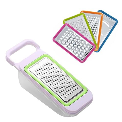 4 in 1 Vegetable Grater Sets, Graters for Kitchen, with Grater, Zester, and Vegetable Shredder, Stainless Steel and Plastic Design with Container and Lid