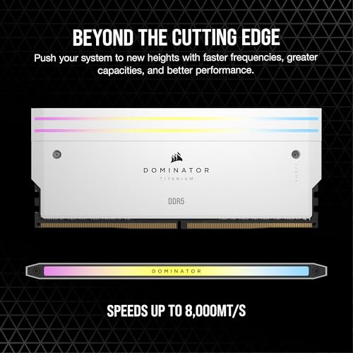 Image of CORSAIR Dominator Titanium RGB DDR5 RAM 32GB (2x16GB) 6000MHz CL30-36-36-76 1.40V AMD EXPO Intel XMP 3.0 Desktop Computer Memory - White (CMP32GX5M2B6000Z30W)