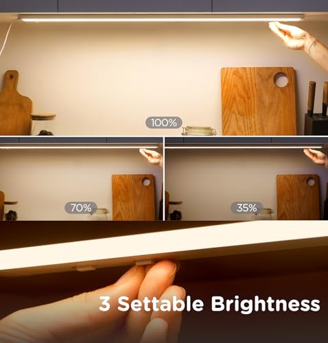 Image of Under Cabinet Lighting Plug in,20W 120V 3 Color 3000K /4000K /5000K,3 Brightness,Super Bright,Ultra Thin Under Counter Lights for Kitchen,Linkable LED Cabinet Light(36inch,White,1Pack)
