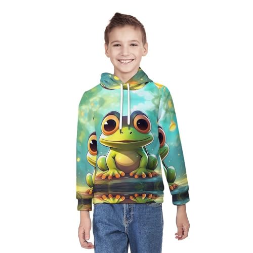 Sweat à capuche grenouille enfant L avec poches pour 5-13 ans - 3