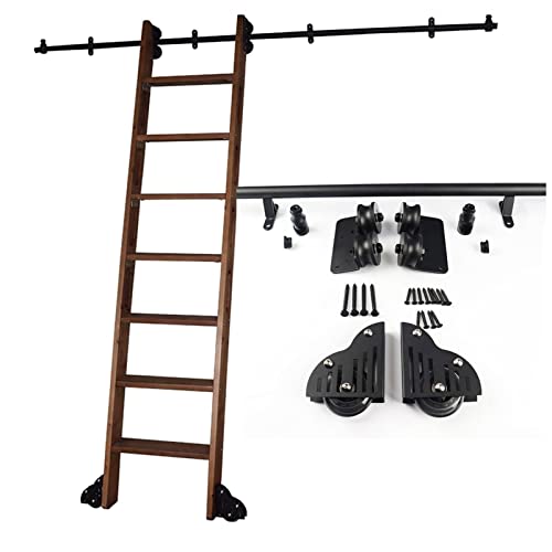 Sliding Ladder Hardware Kit | Complete Rolling Track System for Home Office | Mobile Ladder Sliding Rail Kit (Ladder Not