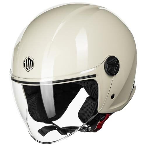 ILM Motorradhelm Retro Herren Damen Jethelm ECE2206 Modell WT506,Beige,L