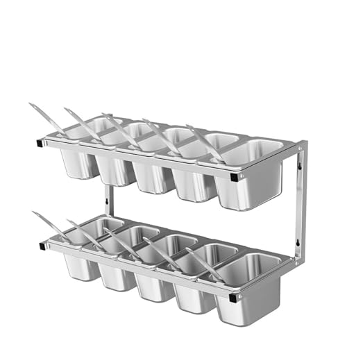 WTLONBF Especiero Comercial de Pared, Organizador de Acero Inoxidable para Cocina, bufé, Restaurante, condimentos, Frutas y Alimentos (Plateado, 90,7 x 21 x 21 cm)